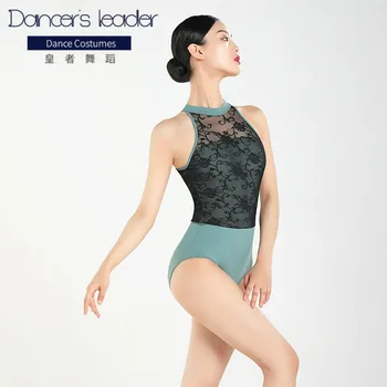 Balet Tricou Pentru Femei de Stand-up Guler Broderie fără Mâneci Cusături Gimnastica Colanti Adult Practica Yoga Haine