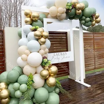 Balon Ghirlanda Arc Kit DIY Retro Piele Verde Macaroon Alb Petrecere de Nunta, Baloane Fondul Ziua de naștere Petrecere Copil de Dus Decor