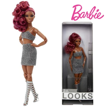 Barbie HCB77 Semnătura Arata Acolo Pop Petite Complet Mobil Părul Roșu Papusa Poartă Strălucitoare Crop Top Fusta Cadou Pentru Colectionari