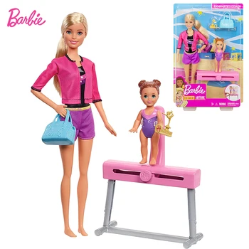 Barbie La Patinaj Antrenor Papusi Playset Blonda Antrenor Bruneta Păpușă Mică Bârnă Mecanism De Alunecare Fata De Jucărie Cadou De Ziua De Nastere
