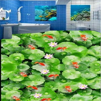 beibehang Mare personalizat podele frunze de lotus iaz iaz kimura apă nouă imagine pește baie dormitor 3D îngroșat podea