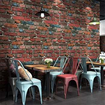 beibehang Retro nostalgic stereo imitație de cărămidă tapet cafe bar restaurant cultura de piatră, de cărămidă roșie tapet papel de parede