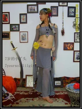 Belly Dance Pantaloni Transparent Subțire Tribal Flare Cu Fusta CA35 47