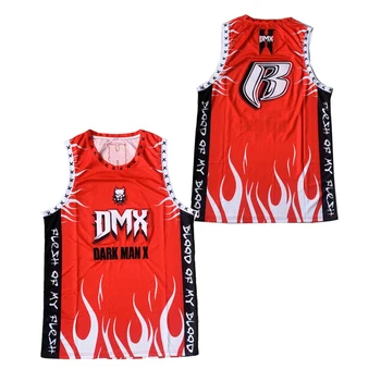 BG DMX DARK MAN X tricou Brodat cusut în aer liber sport cultura Hip-hop, film ROSU de vară de baschet tricouri de vara noi