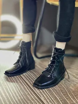 BJD Papusa pantofi se potrivesc 1/4 1/3 POPO68 Unchiul SSDF dimensiune nouă dantela-up glezna cizme de Moda trupa toc pătrat cizme barbati pantofi maro negru