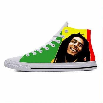 Bob Marley Stele Reggae Rasta Muzica Rock Fashion Casual Pânză Pantofi de Înaltă Top Respirabil Usoare de Imprimare 3D Bărbați Femei Adidași