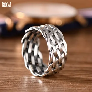 BOCAI 2020 nou 100% reale S925 argint pur bijuterii țesut bărbați inel retro argint Thai arătător ring pentru bărbați simplu
