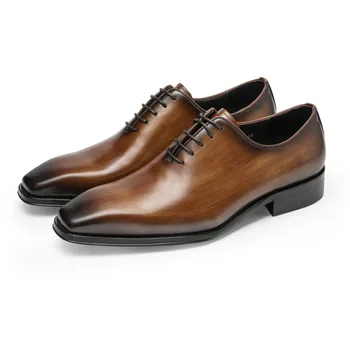 Britanic Trend Pantofi Oxfords pentru Barbati de Lux Autentic de Vacă din Piele lucrate Manual Deget de la picior Pătrat de Moda de Calitate Nou Om de Afaceri Rochie Pantofi
