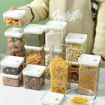 Bucătărie Cereale Cămară Alimente Ceai, Cafea, Bomboane de Zahăr Sticla de Plastic Etanș Set Container de Depozitare pentru Cereale borcane cu Capace