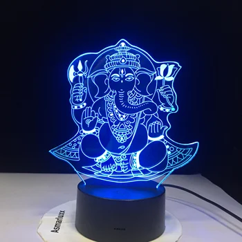 Buddha a 7-culoare schimbare Lampă de Noapte 3D Atmosfera Bulbing Lumina Inima iluzie vizuală LED-uri pentru copii jucărie de Crăciun cadouri de Ziua de nastere