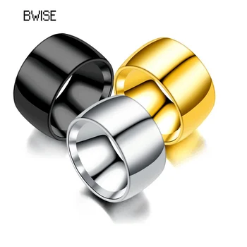 BWISE Largă 12mm Inel Barbati Oțel Titan Inele Wide Glossy pentru Bărbați Inel Mare de Bijuterii Fine Bărbați Bijuterii