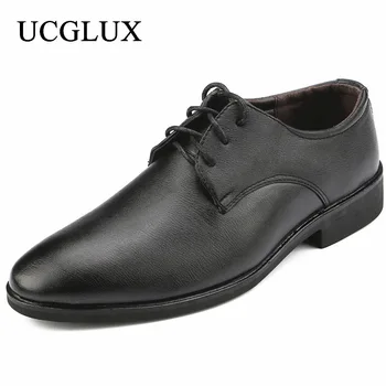 Bărbați Formale Pantofi Dantela-up Low-toc din Piele Pantofi Mocasin a Subliniat Toe Pantofi de Afaceri Plus Dimensiune Socială din Piele Pantofi pentru Bărbați