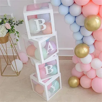 Cabină de Duș de mireasă Ziua Îndrăgostiților Balon Cutie Alb Transparent Bloc cu 5 inch Baloane Nunta Petrecere de Ziua Fondul Decoratiuni