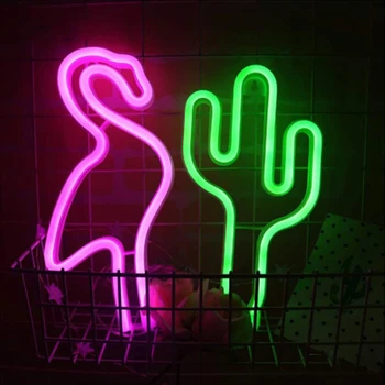 Cactus în Formă de Flamingo CONDUS Acasă Camerele de Iluminat Decorative Semn de Neon Lumina de Noapte USB Alimentat de la Baterie Petrecere de Vacanță Arta Lampa Cadou