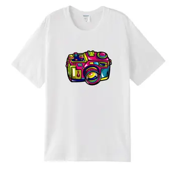 Camera colorate, cu Maneci Scurte Echipajul Gât Topuri Casual Tricou de Vara pentru Femei T-shirt