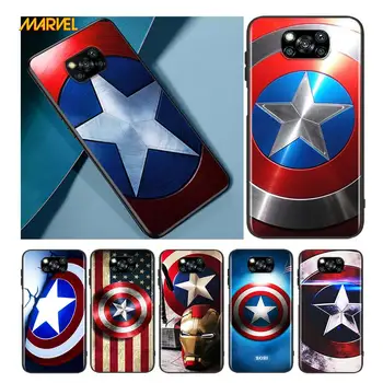 Capitanul America scutul Marvel pentru Xiaomi Poco X3 NFC X2 M3 M2 F2 F3 Pro C3 F1 A2 Lite Mix3 Juca Silicon Negru Moale Caz de Telefon