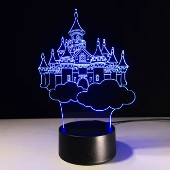 Castelul 3D Lampă 7 Culori Schimbare, Acrilice LED Lumina de Noapte USB Touch Control de la Distanță pentru Casa Decoratiuni Dormitor Cadou