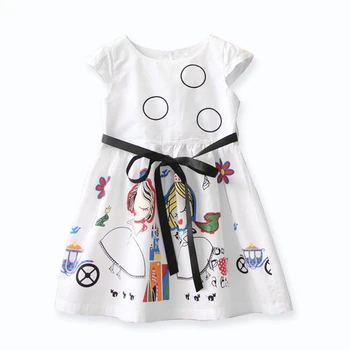 Casual Copii Fete Albe de Vara Rochie de Printesa Rochie de Desene Imprimate Model pentru Copii Rochii Haine pentru Copii 1-5 Ani