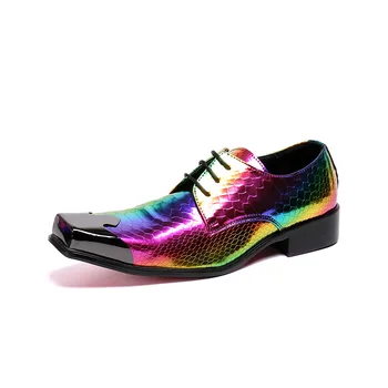 Casual de vara Noi Bărbați Clasic Pantofi de Moda de Personalitate Culoare Model Crocodil piele de Vacă din Piele Cap de Metal Pantofi pentru Bărbați