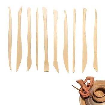 Ceramica Instrumente Pentru Incepatori 10buc Lemn, Lut Art Setul de Unelte Pentru Copii, Adulți Polimer Sculptura Instrumente Setați Mâner de Lemn de Tăiere