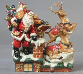Ceramică Artizanat Acasă Decorare Moș Crăciun Trimiterea De Cadouri Figurina Cadouri De Craciun