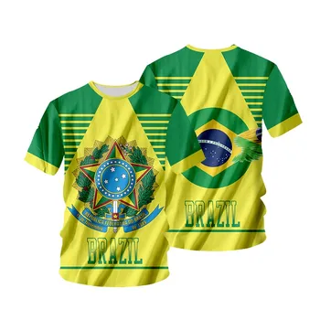 CJLM Brazilia Flag 3d Selecție Tricou T-shirt Harajuku Hip Hop de Moda Streetwear Fotbal Tricou Rotund Gat Scurt Amuzant Tees