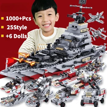 Compatibil cu Lego Portavion Blocuri Militare de Război Model de Clădire Jucărie Mașină a Armatei Prezent Cadou pentru Baiat Fata