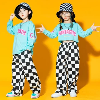 Copil Hip Hop Îmbrăcăminte Tricou Crop Top cu Maneci Lungi Tricou Casual Streetwear Pantaloni Largi pentru Fată Băiat de Jazz Dans Costum de Haine