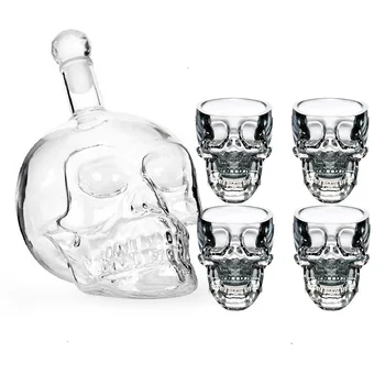 Craniul Sticlă De Sticlă Ceașcă Set Craniu De Cristal Decantor Ochelari Împușcat Cana De Sticla De Vin De Sticle De Vodca Transparent Whisky, Cocktail Accesoriile De Bar