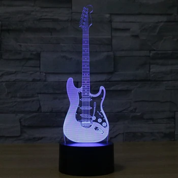 Creative 3D lumina de Noapte Chitara Forma Iluzie 3D Lampa LED 7 Culori schimbare USB Senzor Tactil de Masă Lămpi de lumină Lumina de Noapte