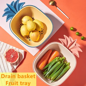 Creative Bucătărie Dublu-Strat de Drenaj Coș de uz Casnic de Fructe și Legume de Spălare Bazin de Pepene galben și Fructe de Depozitare Coș În Bucătărie