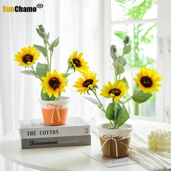 Creative Home Mobilier De Floarea-Soarelui Ghiveci De Simulare Planta Artificiala Decor Flori Desktop Living Aranjament De Flori