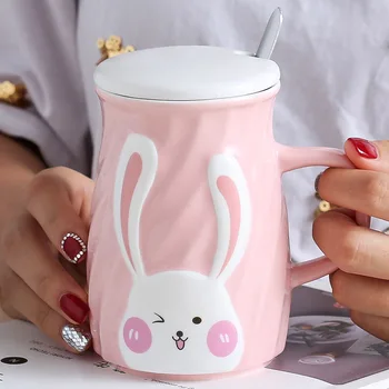 Creatoare de relief de zi cu zi cana de desene animate drăguț iepure ceramice lapte cana mic dejun