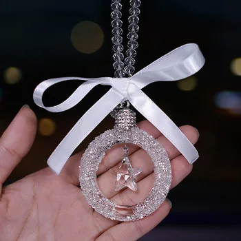 Cristal de diamant Mașină de Ornamente Blană de Nurcă Oglinda Retrovizoare Masina Pandantiv pentru Fete Accesorii de Interior Decor Masina Cadou de Crăciun