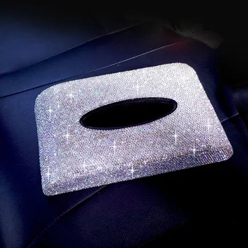 Cristal de lux Mașină de Țesut de Piele Box cu Diamant Bloc Prosop de Hârtie Caz pentru Femei Cadou Roz Mașină Neagră Accesorii de Interior