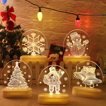 Crăciun 3D Lumina de Noapte Led-uri de Camera de Decorare Snowman Bell Lumina de Noapte Transparent Acrilic Ornament Lumina de Noapte