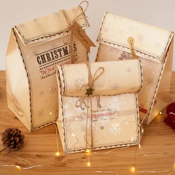 Crăciun Retro Hârtie Kraft Haine Sac De Cadouri Mici Bomboane De Biscuiti Cu Ciocolata Buzunar Plat Ambalaj Decor De Crăciun Cadouri Sac