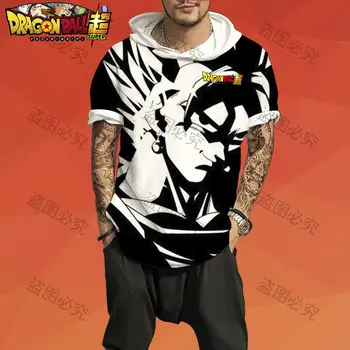 Cu Gluga pentru bărbați T-Shirt Dragon Ball Z Hip Hop Y2k Streetwear Stil Harajuku Essentials T-shirt 2022 Goku Topuri de Moda de Înaltă Calitate