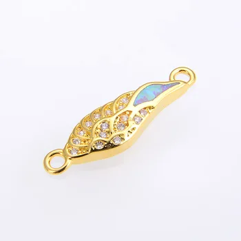 Curcubeu aripi cz cupru opel colier pandantiv conector pentru diy brățară bijuterii charm accesorii pentru femei