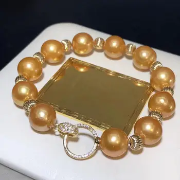 D422 Pearl Brățară Bijuterii Fine de 11-12mm Natural de Apă dulce de Aur Edison Perle Bratari pentru Femei Cadouri