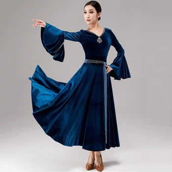 Dans Modern Costum pentru Femei Nou de Catifea Dans Dress V-gât Standard Vals Leagăn Mare Rochii TXH-FL113