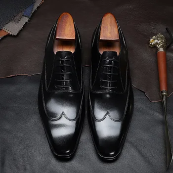 De Afaceri Clasic Pantofi Barbati Oxford Piele Negru A Subliniat Toe Moda Dantelă-Up De Birou De Înaltă Calitate De Nunta Formale De Pantofi De Sex Masculin