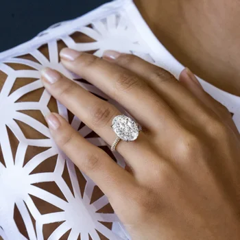 De lux Solide Reale 100% Argint 925 Inel Oval 4Ct Diamond Inele de Logodna de Nunta Pentru Femei Bijuterii Fata cadou