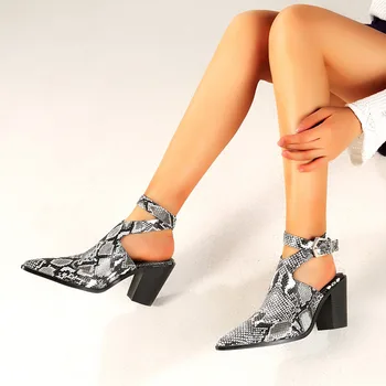 De primăvară de Toamnă a Subliniat Toe Snake Print Pompe de Femei Sandale Catarama Gol Pantofi pentru Femei Glezna Cizme Sexy Sandale de Moda Cizme