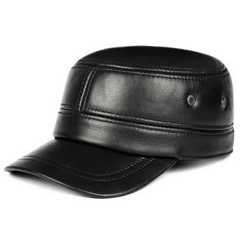 De Sex Masculin Din Piele Top Plat Șapcă De Baseball Pentru Bărbați Cald În Aer Liber Protecție Pentru Urechi De Vacă Om Pălărie La Modă De Înaltă Calitate Pălării H6953