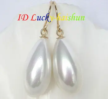 De vânzare de Bijuterii>> AAA mare pere 20mm alb picurare perle sea shell Cercei