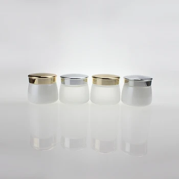 De înaltă calitate 130ml cosmetice crema borcan de sticlă ambalaje cu aur sau argint, 130g clar borcan de sticlă mată