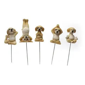Decoratiuni De Gradina Statuie Câine În Aer Liber Câine Yoga Figura Set De 5 Rășină Figurine De Animale Pentru Acasă Grădină Pat De Flori Din Curte
