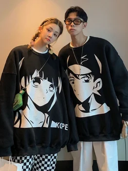 Deeptown Harajuku Anime Cupluri Hoodies Femei Pulovere De Moda Coreeană Streetwear Negru Cu Maneci Lungi, Topuri 2022 Toamna Toamna