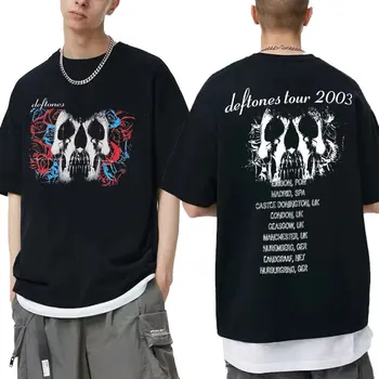 Deftones Craniu Dublă față-Verso Grafic T Shirt Streetwear Bărbați Alternative Rap Trupa de Metal Marca T-shirt, Blaturi Om Negru din Bumbac Tricou